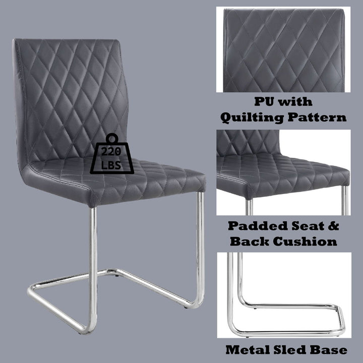 Ansonia - Side Chair Set of 2) - Gray Synthetic Leather & Chrome