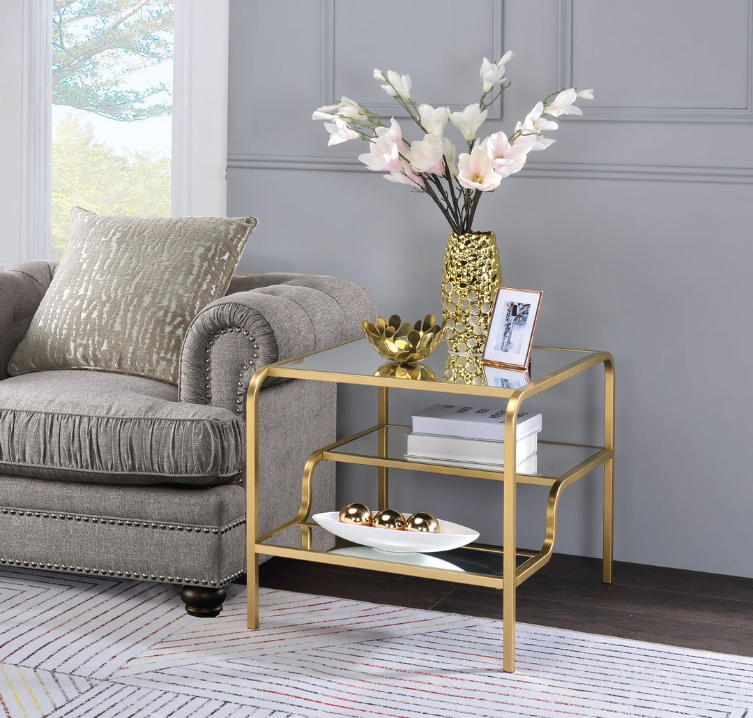 Astrid - Mirrored End Table - Gold
