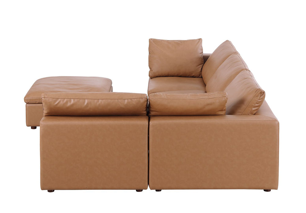 DivanItalia 1100 5-Piece Left Arm Facing 4-Seat Sectional – Top-Grain Italian Leather - Cognac
