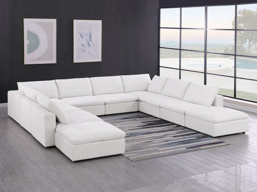 DivanItalia 1100 10-Piece U-Shaped Sectional with Chaise in Top-Grain Italian Leather - Pearl