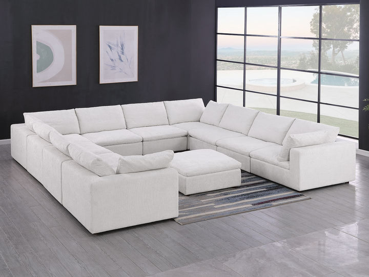 DivanItalia 1100 11-Piece U-Shaped Sectional in Top-Grain Italian Leather - Pearl