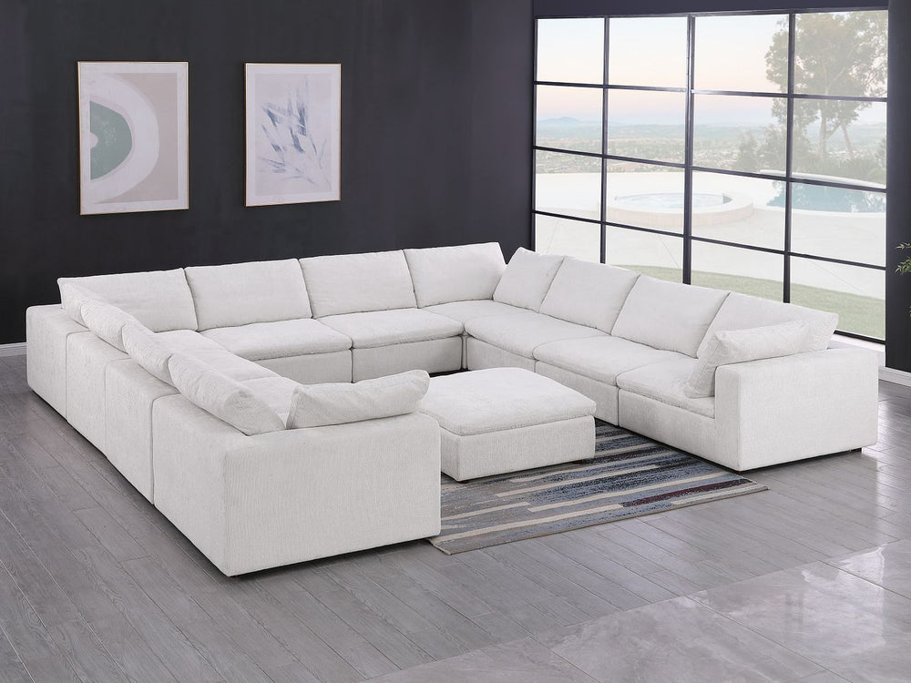 DivanItalia 1100 11-Piece U-Shaped Sectional in Top-Grain Italian Leather - Pearl