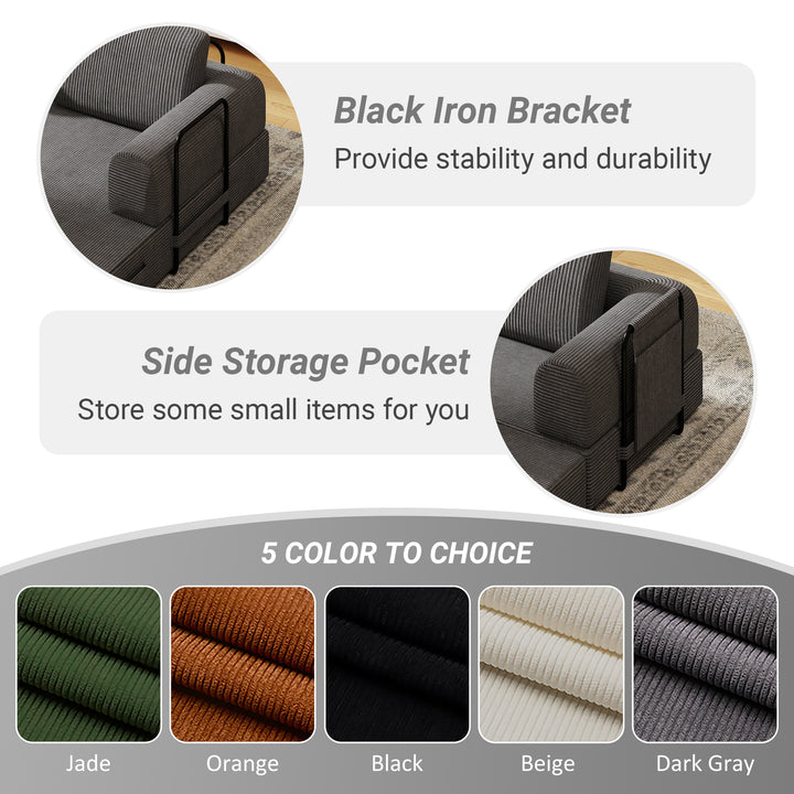corduroy-convertible-sleeper-sofa-bed-with-pillow-dark-gray