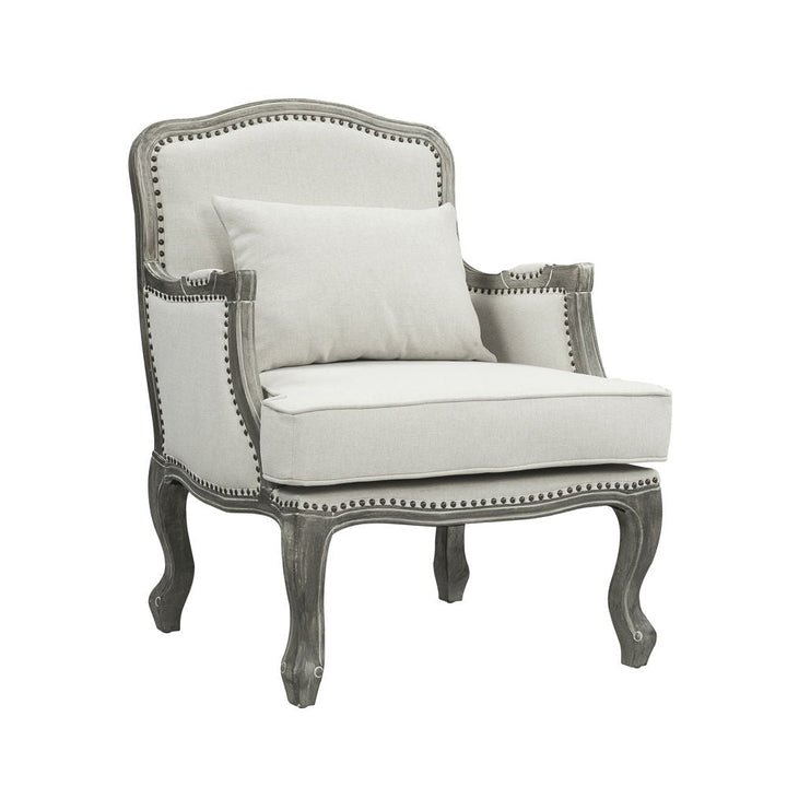 ACME Furniture Tania Chair With Pillow Cream Linen & Gray