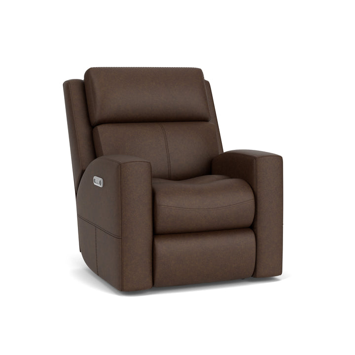 Score Leather Power Recliner with Power Headrest &amp; Lumbar