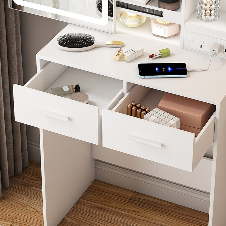 space-saving-white-makeup-vanity-desk-with-mirror-adjustable-led-lights-includes-stool-shelf