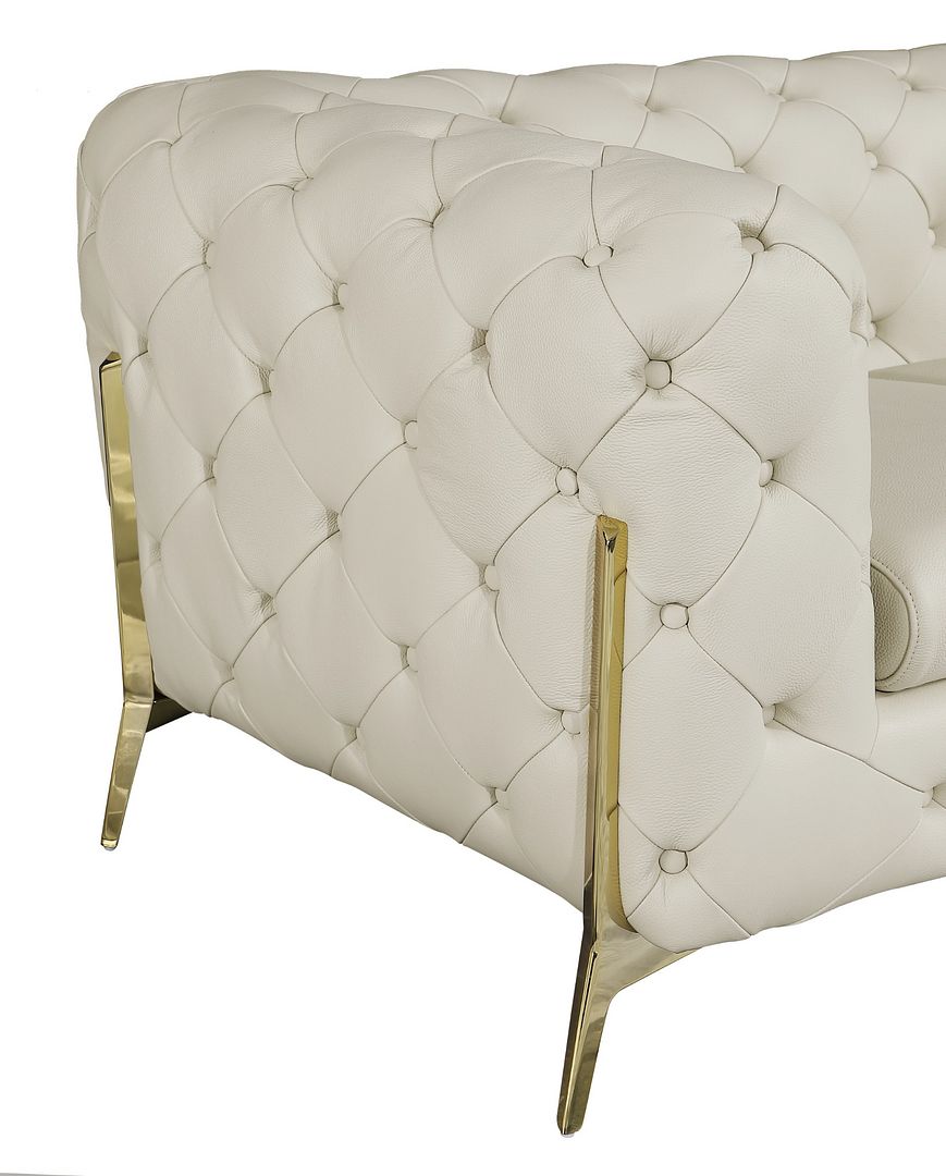 DivanItalia 970 Loveseat in Top-Grain Italian Leather - Cream