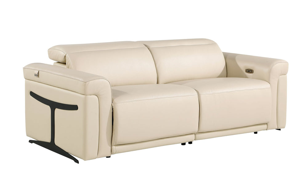 DivanItalia 1126 Power Reclining Sofa in Top Grain Italian Leather with 2 Power Recliners & Power Headrests - Beige