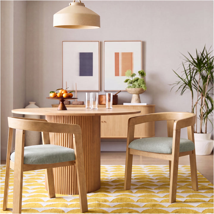 Barrel Rubberwood Dining Chair – Natural Oak (Set of 2)