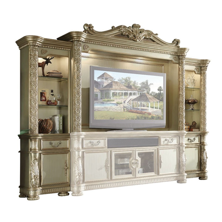ACME Furniture Vendome II Entertainment Center Gold Patina & Bone