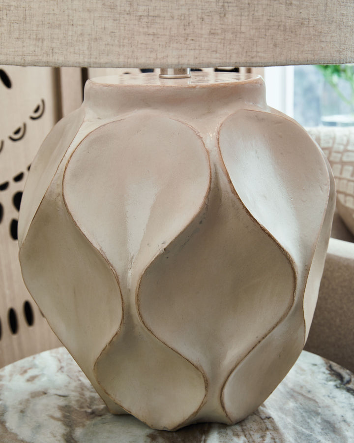 Edselham - Paper Table Lamp - Distressed Cream