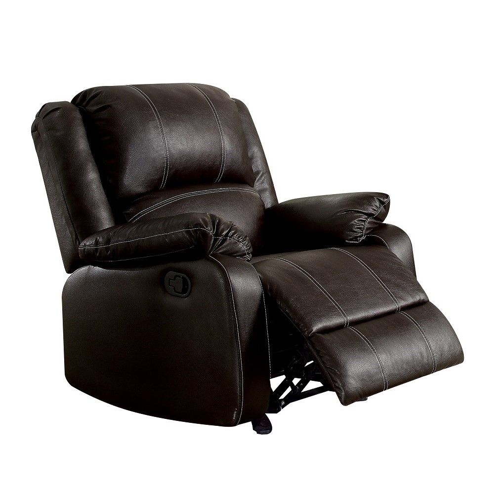 Zuriel - Synthetic Leather 3 Piece Recliner Living Room Set (Sofa Loveseat Chair) - Brown