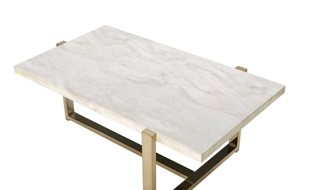 Feit - Faux Marble Top Coffee Table - White Marble