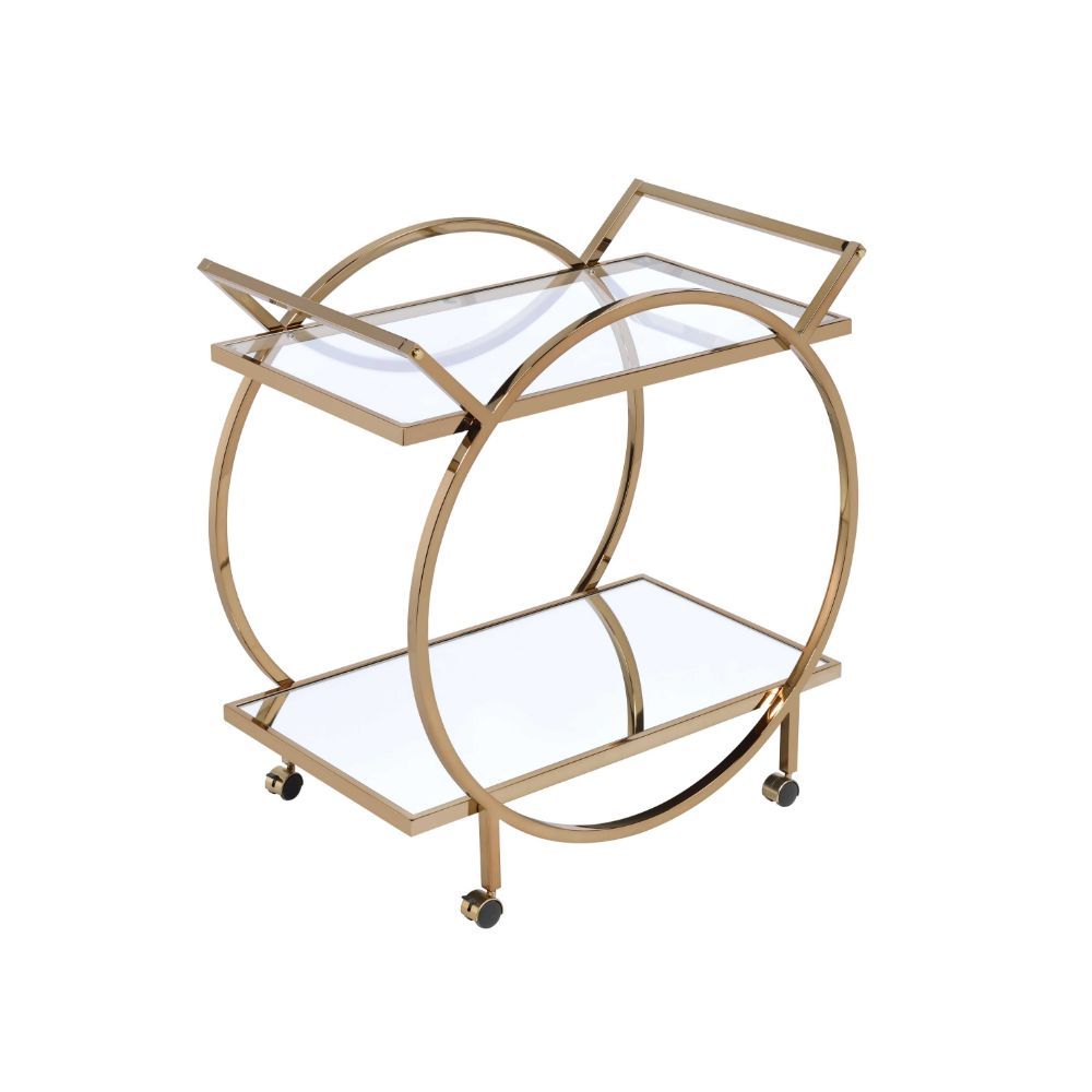ACME Furniture Traverse Serving Cart Mirrored & Champagne