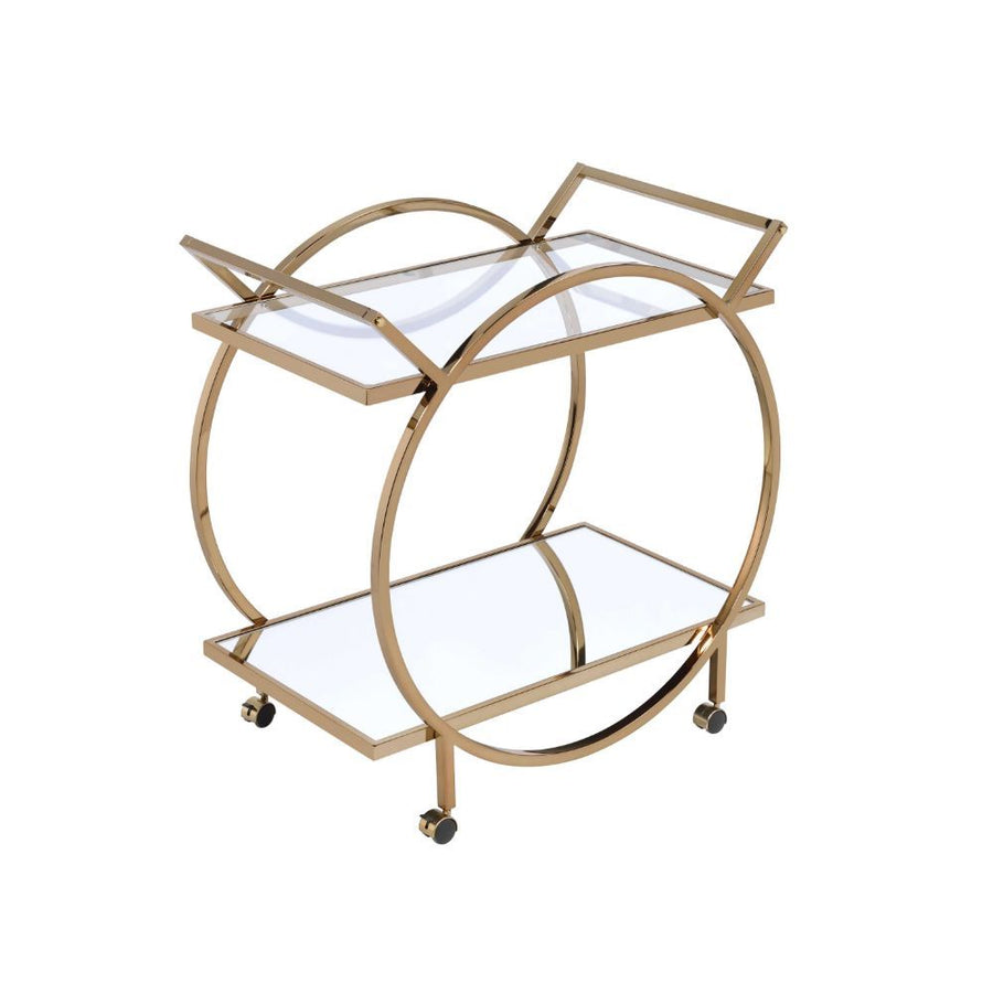 ACME Furniture Traverse Serving Cart Mirrored & Champagne
