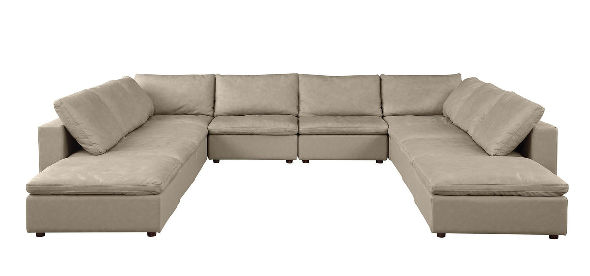 DivanItalia 1100 10-Piece U-Shaped Sectional with Chaise in Top-Grain Italian Leather - Beige