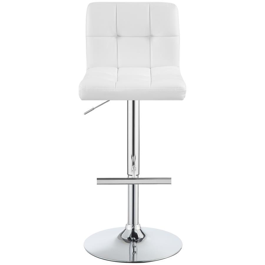 Lenny - Upholstered Adjustable Bar Stool  - White
