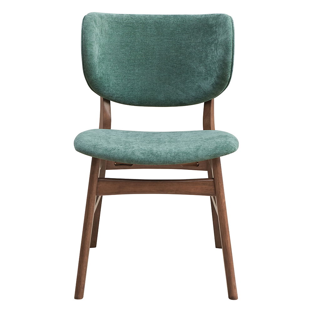 Bevis - Side Chair Set of 2) - Green Fabric & Walnut