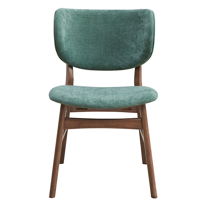 Bevis - Side Chair Set of 2) - Green Fabric & Walnut