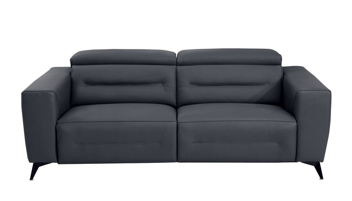 DivanItalia 989 Power Reclining 2-Piece Sofa Set with Power Headrest in Top-Grain Italian Leather - Dark Gray