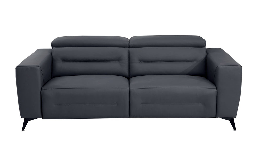 DivanItalia 989 Power Reclining 2-Piece Sofa Set with Power Headrest in Top-Grain Italian Leather - Dark Gray