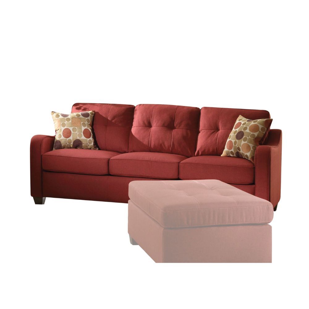 Cleavon II - Sofa With 2 Pillows - Red Linen