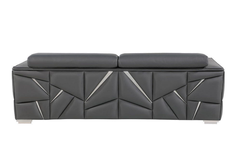 DivanItalia 1120 Loveseat with Adjustable Headrest in Top-Grain Italian Leather - Dark Gray