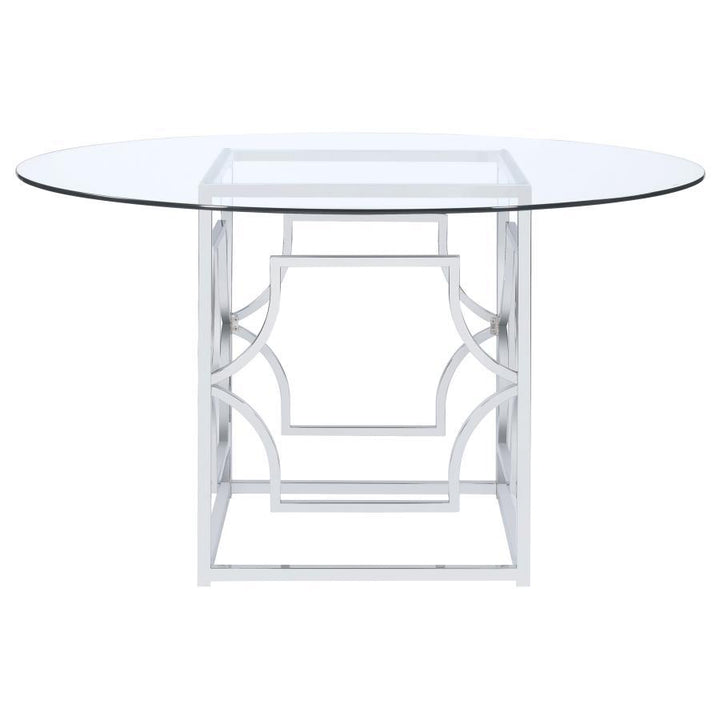 Starlight - Round Glass Top Metal Dining Table - Chrome