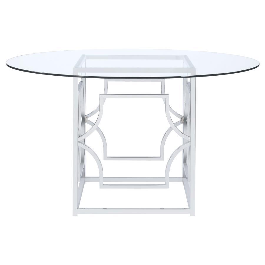 Starlight - Round Glass Top Metal Dining Table - Chrome