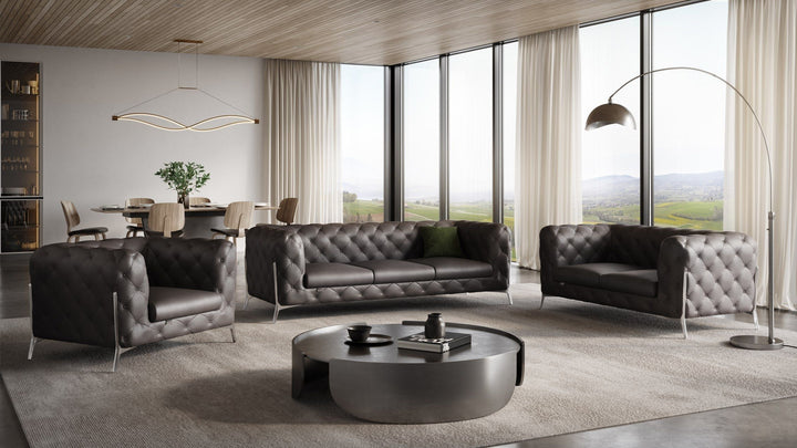 DivanItalia 970 Italian Leather Brown Sofa Set
