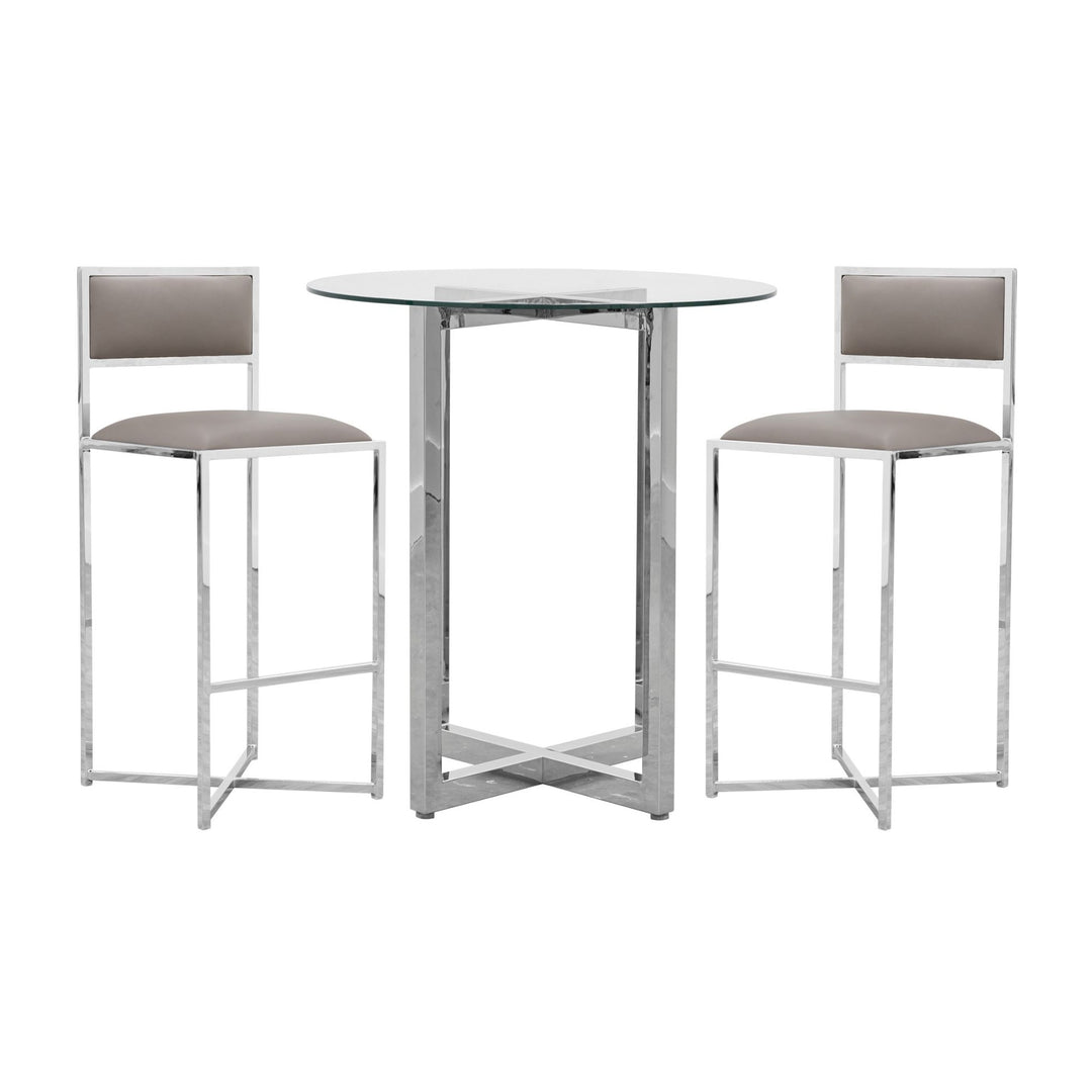 Amalfi X-Base Bar Stool in Taupe Leather