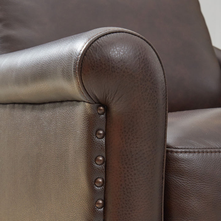 Elizabeth Leather Power Recliner with Power Headrest in Brunette