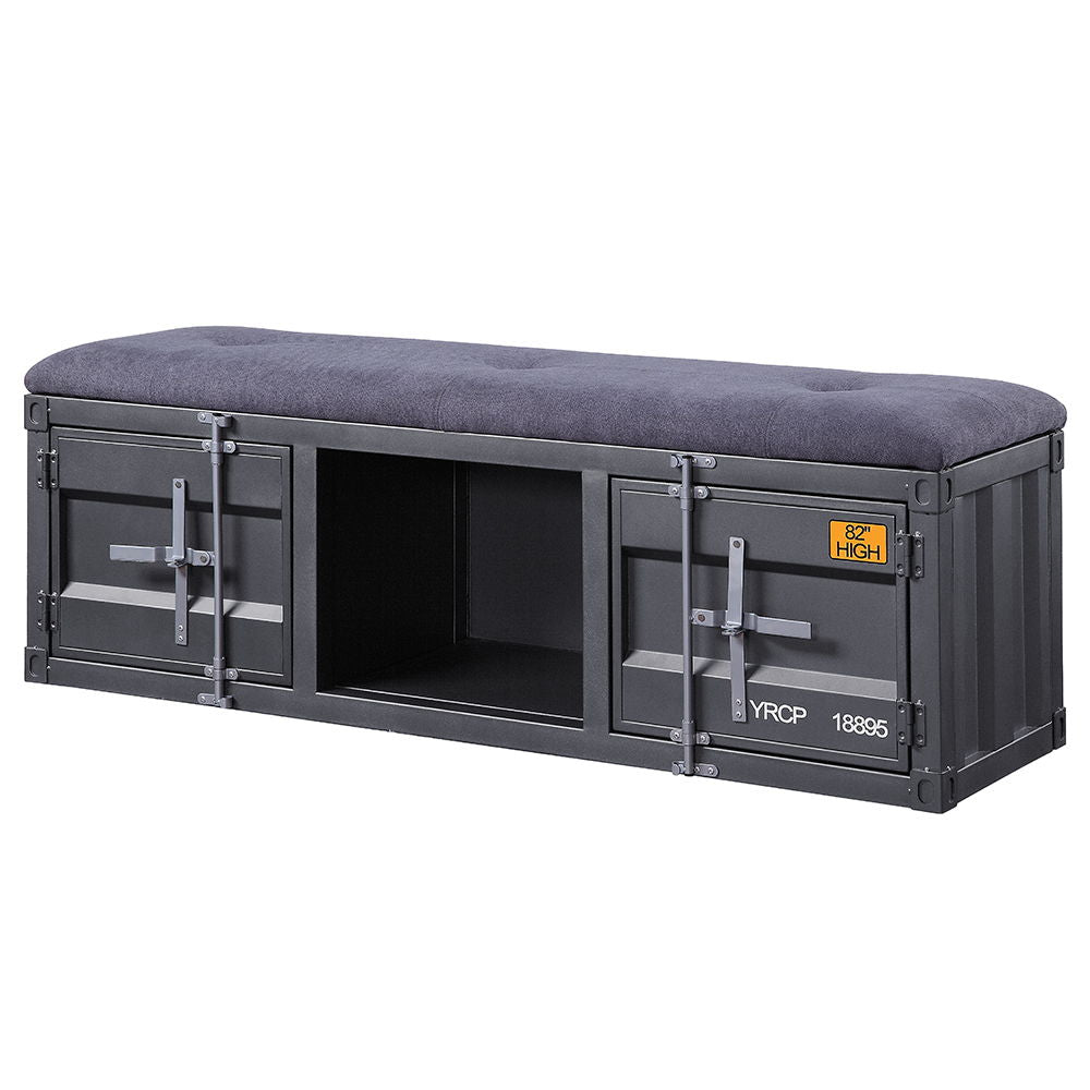 Cargo - Bench With Storage - Gray Fabric & Gunmetal