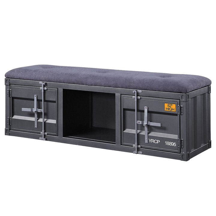 Cargo - Bench With Storage - Gray Fabric & Gunmetal