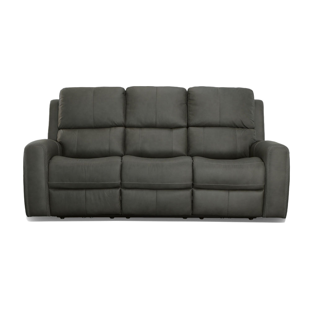 Linden Leather Power Reclining Sofa with Power Headrests & Lumbar in Charcoal