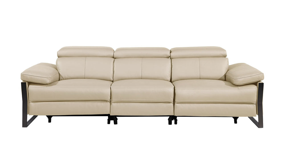 DivanItalia 1246 Modular Power Dual Reclining Sofa with Power Reclining Headrests – Top Grain Italian Leather - Beige