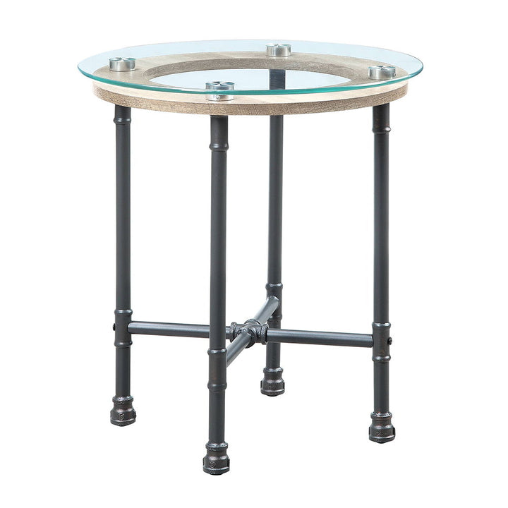 Brantley - End Table - Clear Glass & Sandy Gray