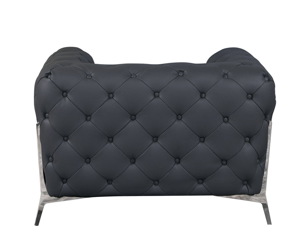 DivanItalia 970 Italian Leather Dark Gray Chair - alternate view 3