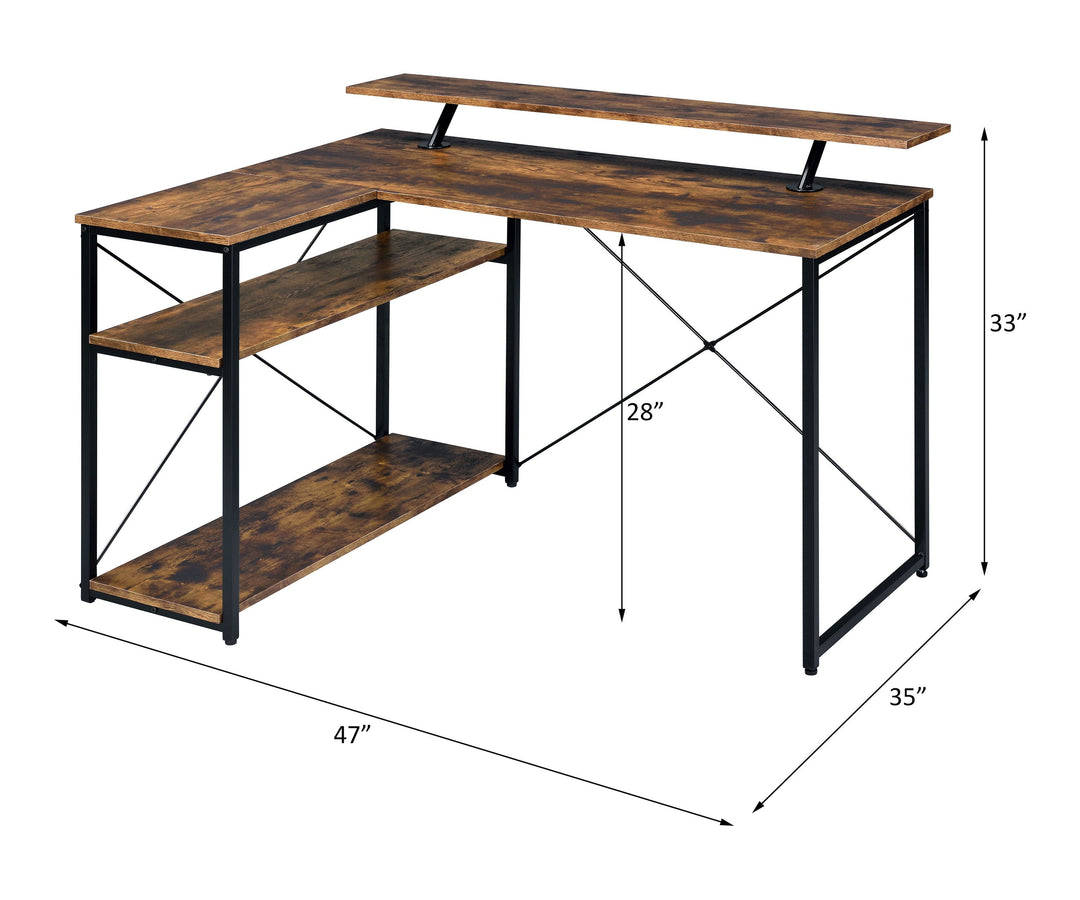 Drebo - Writing Desk - Weathered Oak & Black