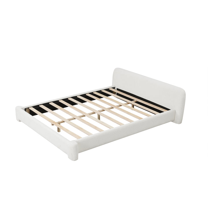 Cozy White Boucle Upholstered Bed - King Size