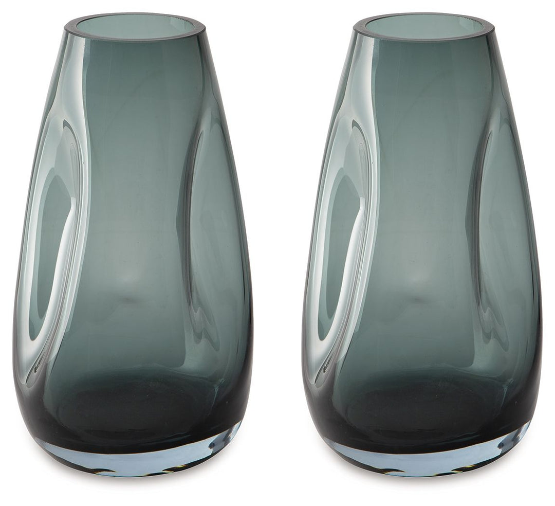 Beamund - Vase (Set of 2) - 9" - Teal Blue