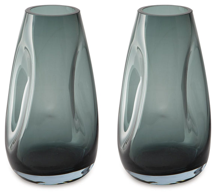Beamund - Vase (Set of 2) - 9" - Teal Blue