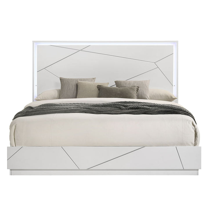 Esther - Queen Bed With LED - White / Silver