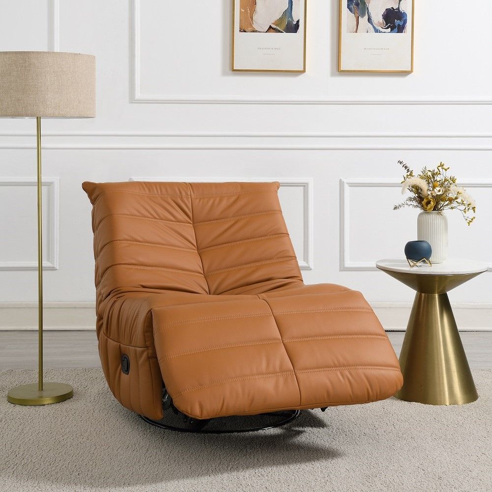 talmon-recliner-with-swivel-orange-synthetic-leather