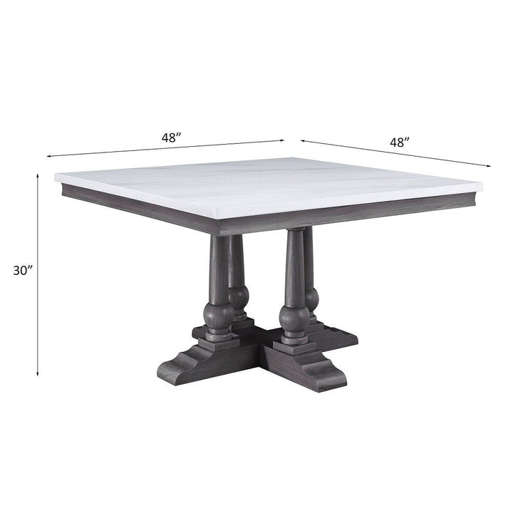Yabeina - Square Dining Table - Marble Top Top & Gray Oak