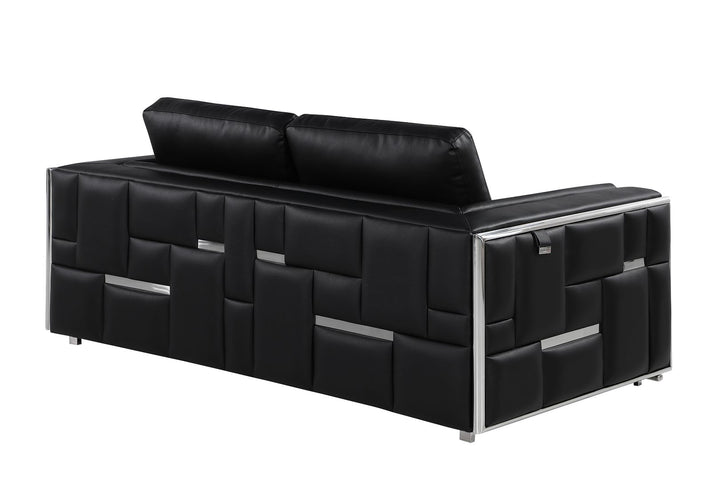 DivanItalia 1130 Loveseat in Top-Grain Italian Leather - Black