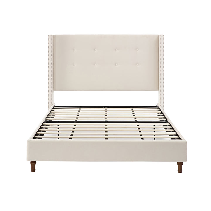Peyton Tufted Wingback Queen Bed – Ivory