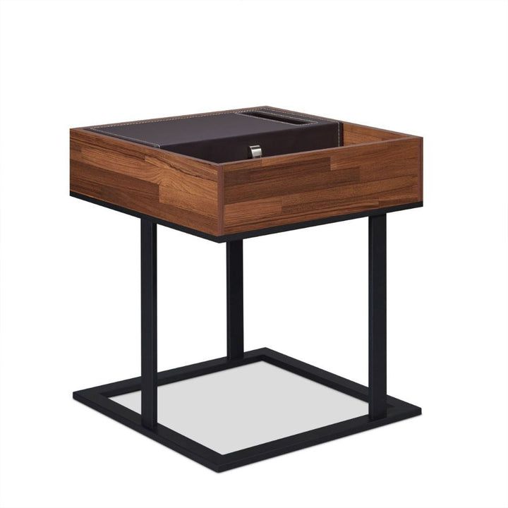 ACME Furniture Sara II Accent Table Espresso Pu, Walnut & Sandy Black