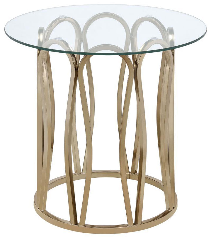 Coaster Furniture Monett - Round Glass Top Side End Table - Chocolate Chrome