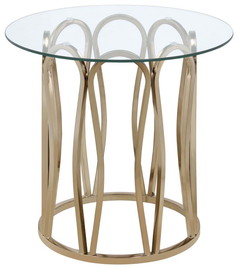 Coaster Furniture Monett - Round Glass Top Side End Table - Chocolate Chrome
